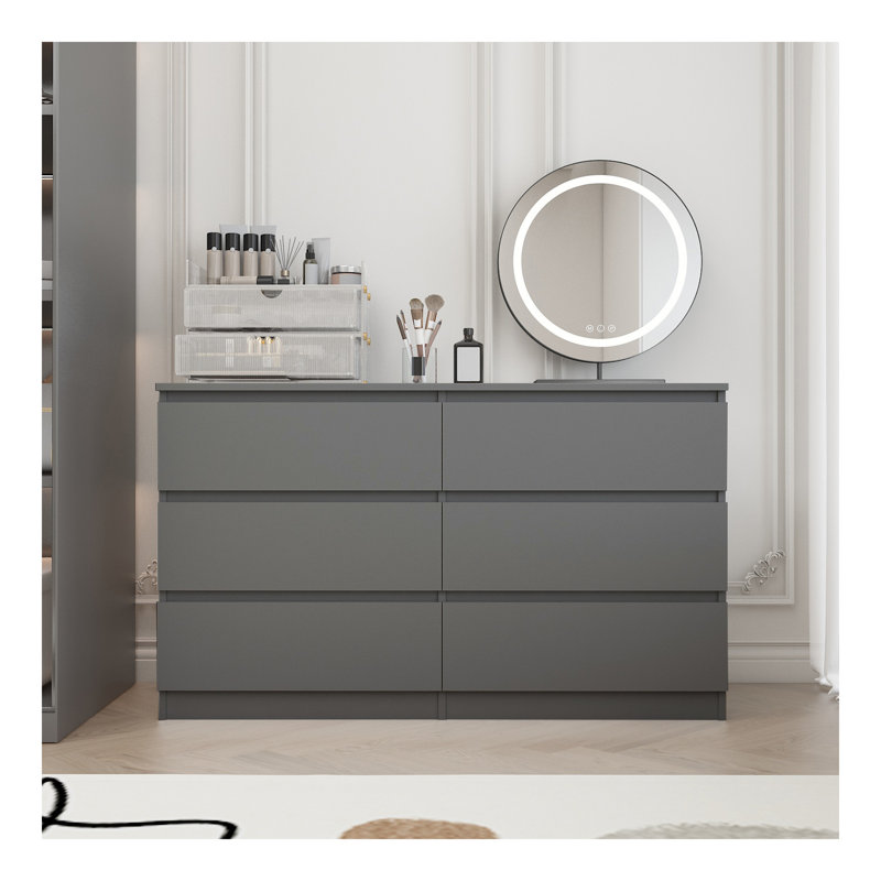 Grande commode 6 tiroirs grise