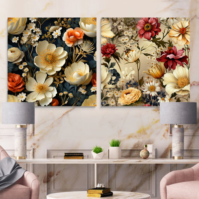Pfarr - Floral Acrylic Wall Art Glass Set Of 2