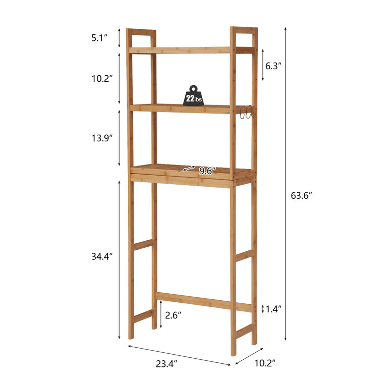 23.4'''' W x 63.6'''' H x 10.2'''' D Over-the-Toilet Storage Rebrilliant