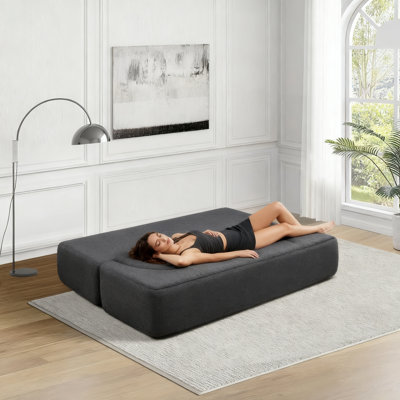 Canapé-lit pliant, canapé de plancher, canapé-lit double en futon rembourré et rembourré de mousse, convient au salon, à la chambre d'amis, au bureau et à un appartement (noir)