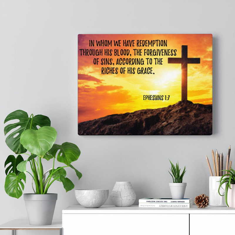 Though His Death Ephesians 1:7 - Wrapped Canvas Print, 61cm H x 76cm W