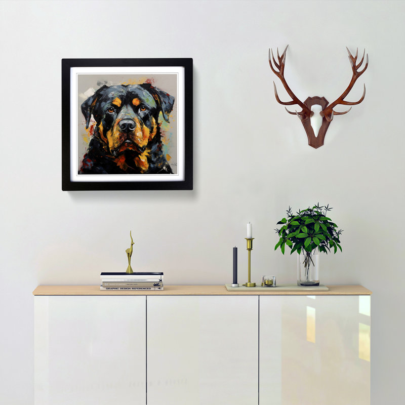 Rottweiler Abstract Expressionism No.3 - Framed Print, Black