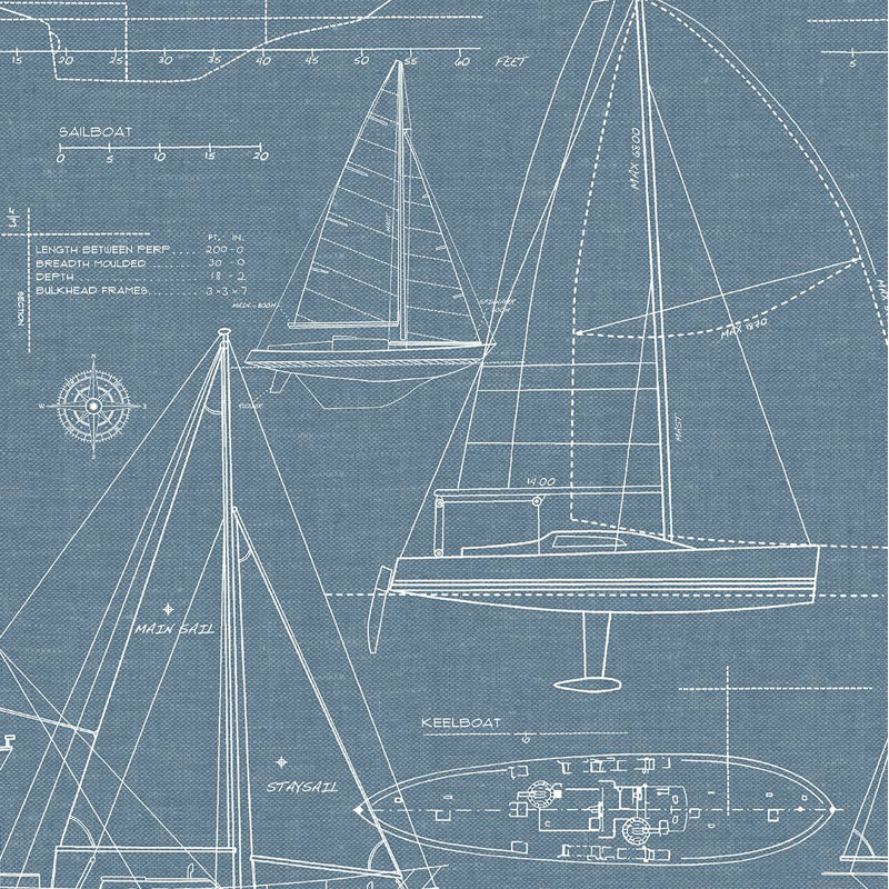 Papier peint sans pont Walsenburg Breakwater Bay Designs, Oasis bleu