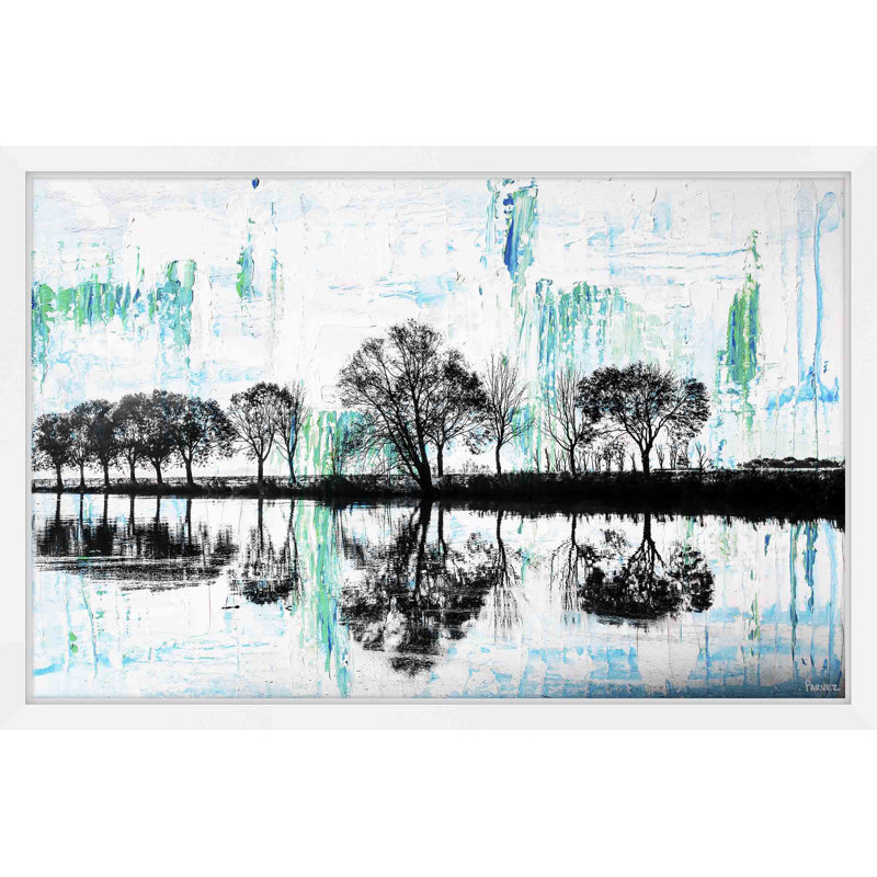 Reproduction d’art encadrée « Trees Reflect Green 2 », H 30 po x l 45 po x 1,5 po