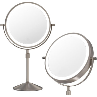 Lighted Makeup Mirror with 10X Magnification, 360° Rotatable Dual-Sided Vanity Mirror, USB Rechargeable with 3 Color Lighting