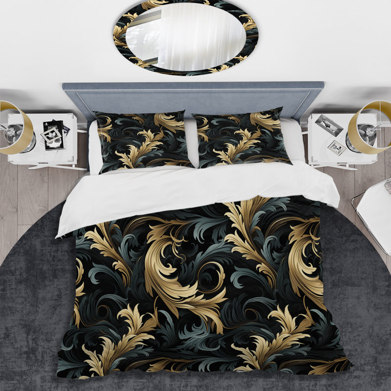 Ensemble de housse de couette Black Ink, Housse de couette pour très grand lit et 2 très