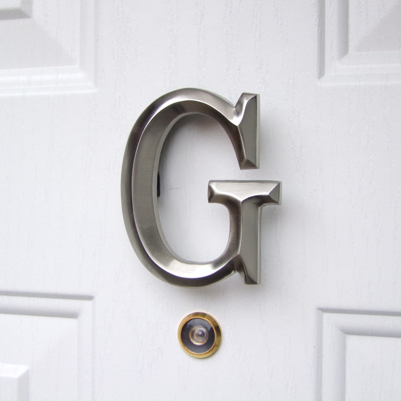 Heurtoir de porte lettre monogramme, Nickel, G