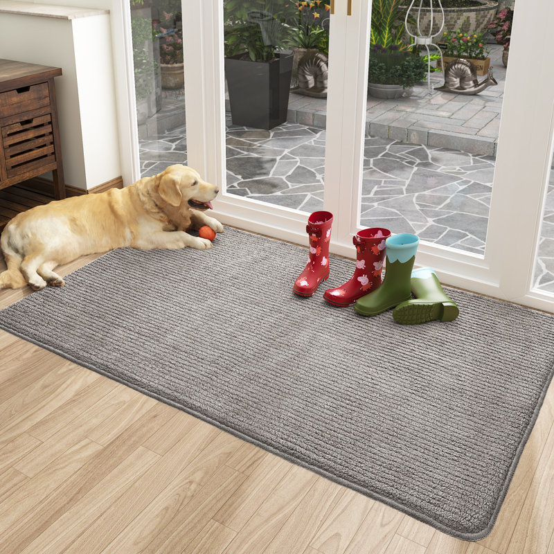 Tapis d'entrée / extérieur antidérapant Brynsley, L 24 po x L 36 po, gris