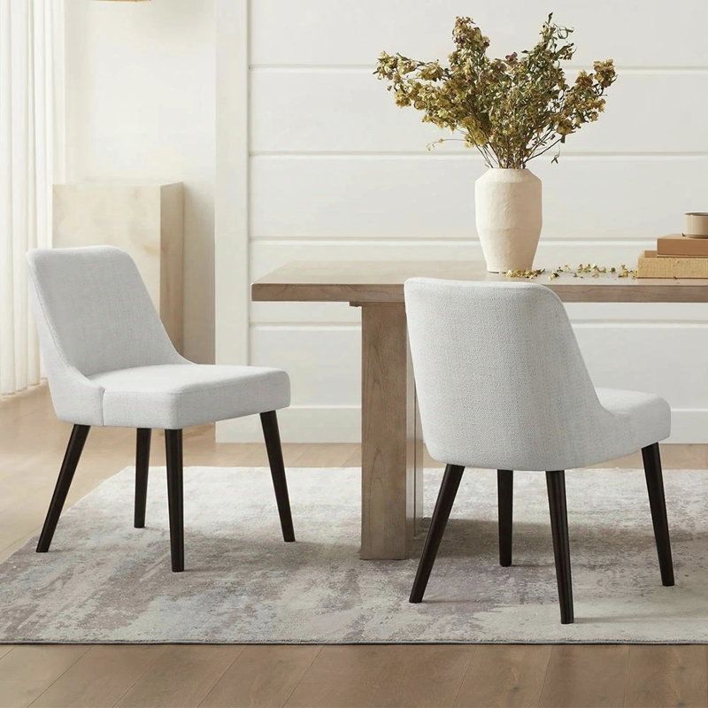 Chaise d'appoint rembourrée en bois massif Bremment, Blanc