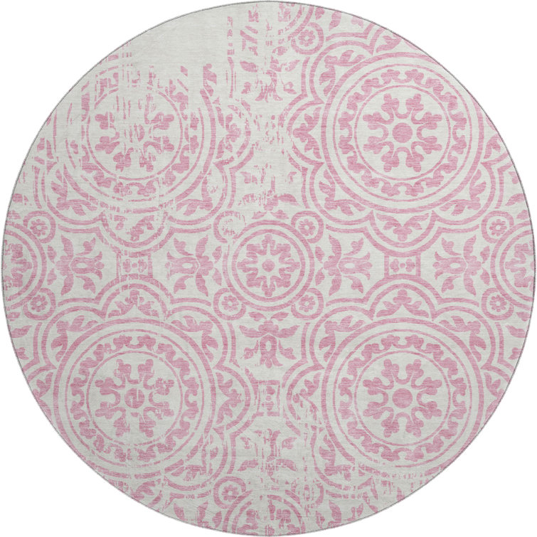 Premium Machine Washable Prisco Pink Rug