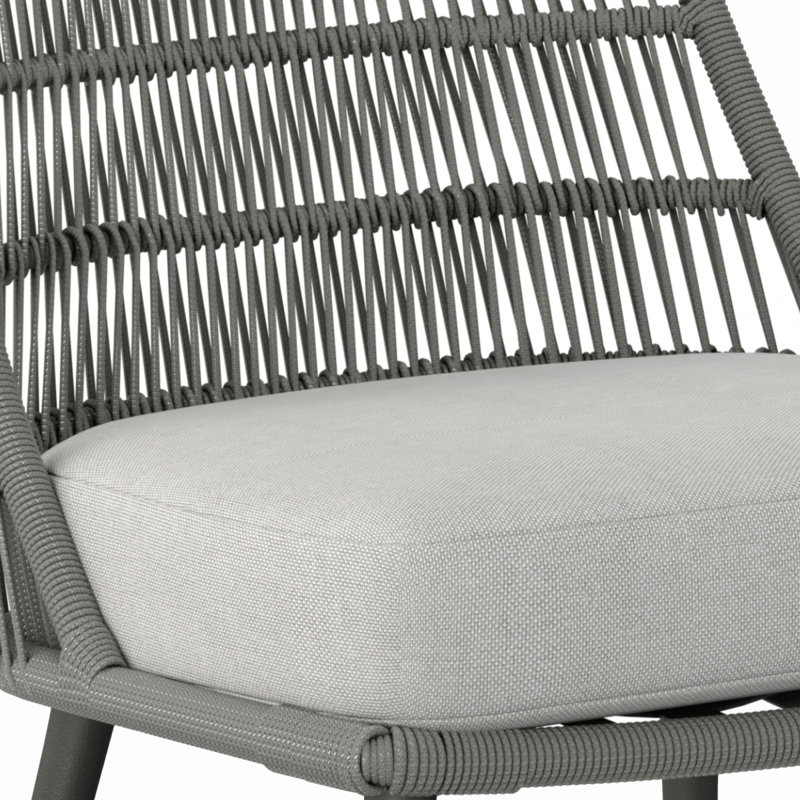 Gray Woven Rope Outdoor Dining Chairs with Cushions