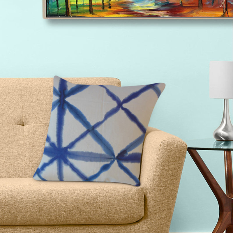 Oreiller en coton Gadar Ikat, 24 po x 24 po, Coussin décoratif