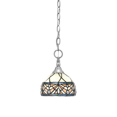 Mini-luminaire suspendu en chaîne illustré d'un verre d'art royal merlot de 7 po
