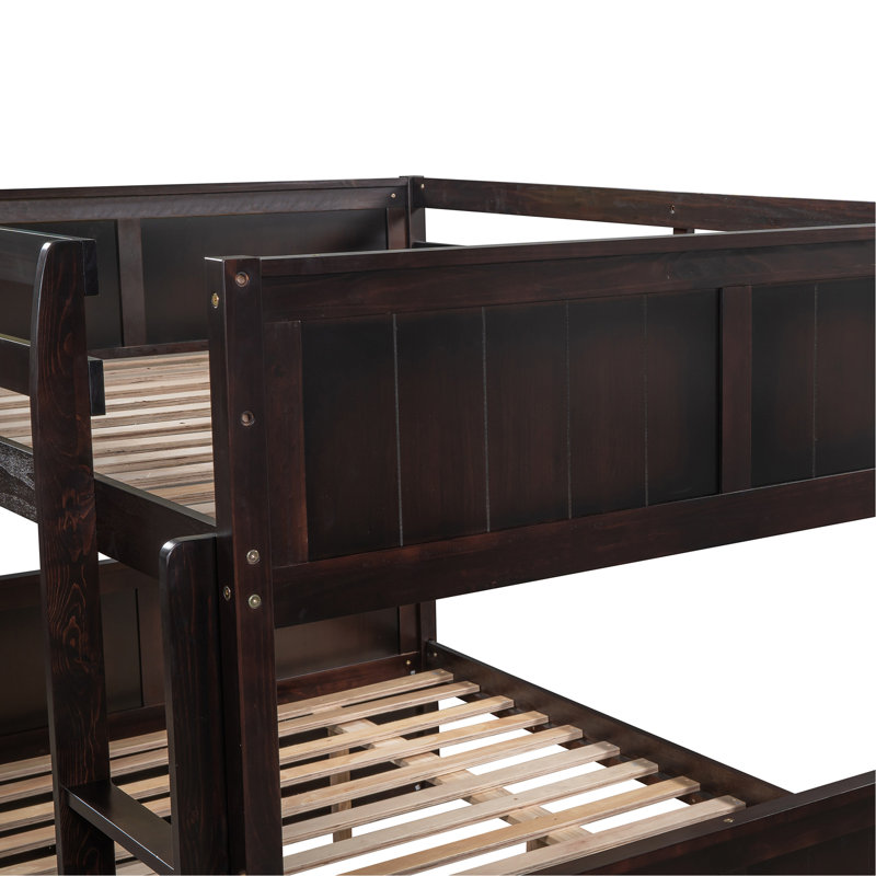 Lit superposé double au-dessus de double avec lit gigogne simple, Espresso