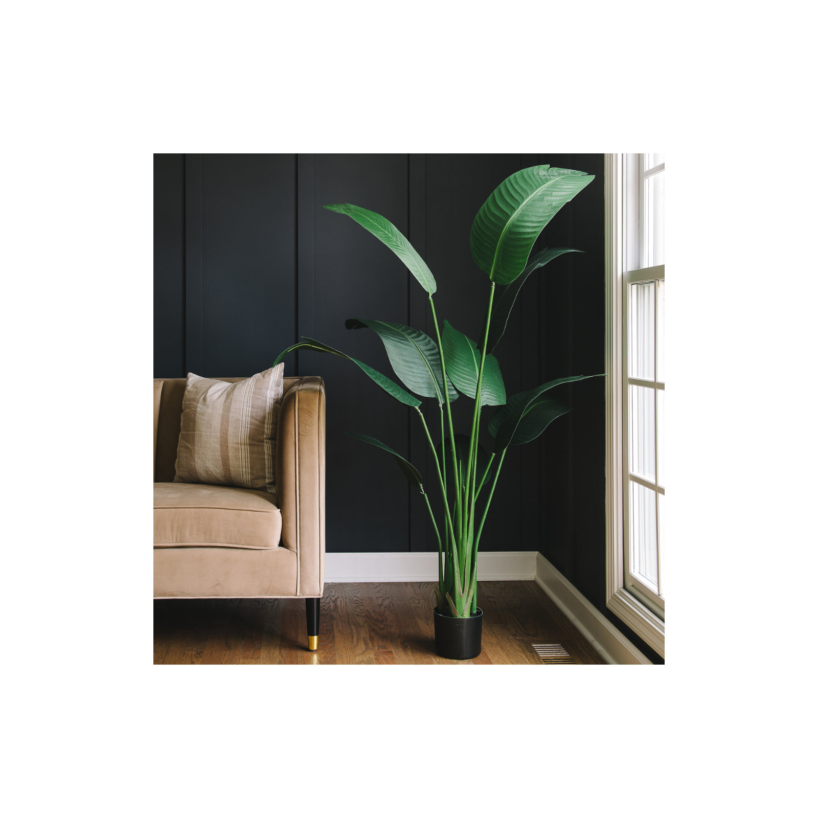 Faux Banana Leaf Plant in Pot, 46.5" H x 25" W x 25" D, 1