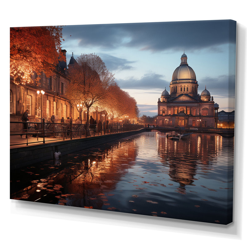 «Dublin Beautiful Cityscape Photo I», reproduction sur toile, H 24 po x l 32 po x P 1 po, Toile tendue