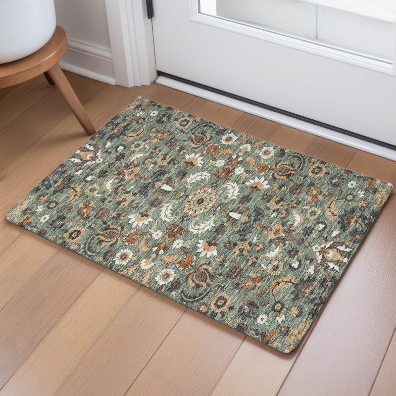 Machine Washable Indoor/Outdoor Chantille ACN2473 Global Rug, 1'8" x 2'6", Basil