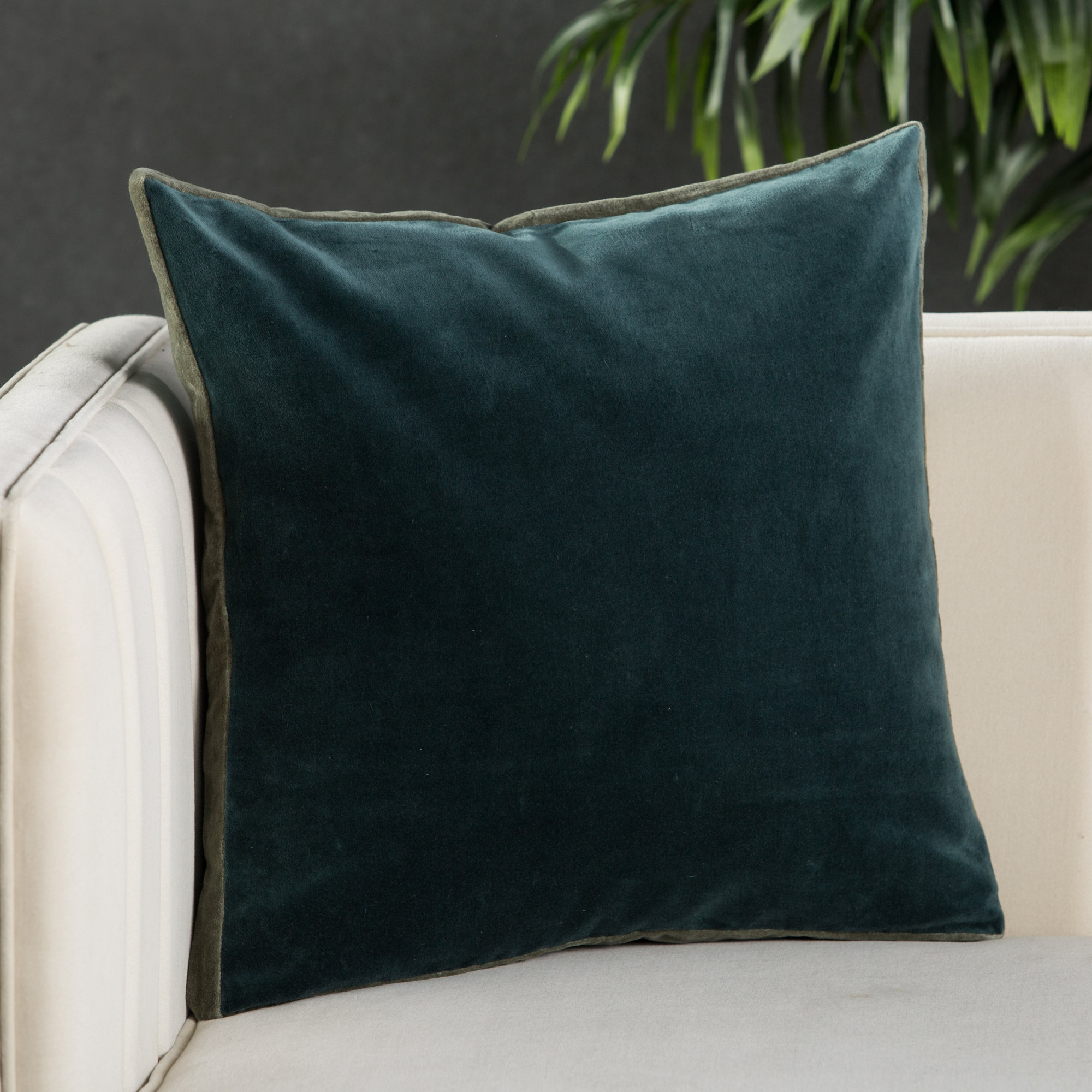 Brixen Cotton Throw Pillow, Down, Teal