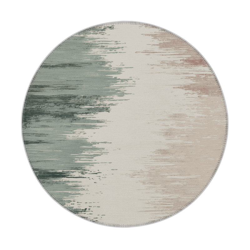 Watercolor Gray Indoor and Outdoor Area Rug, Round 5'