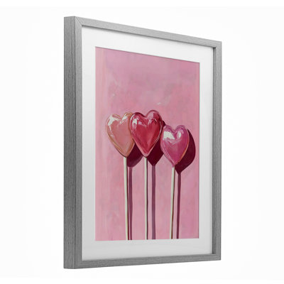 Trois sucettes sur fond rose, impression par Arlington Prints