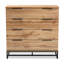 Commode 4 tiroirs Abena avec base en métal au fini noir, H 38,62 po x l 38,41 po x P 15,5 po