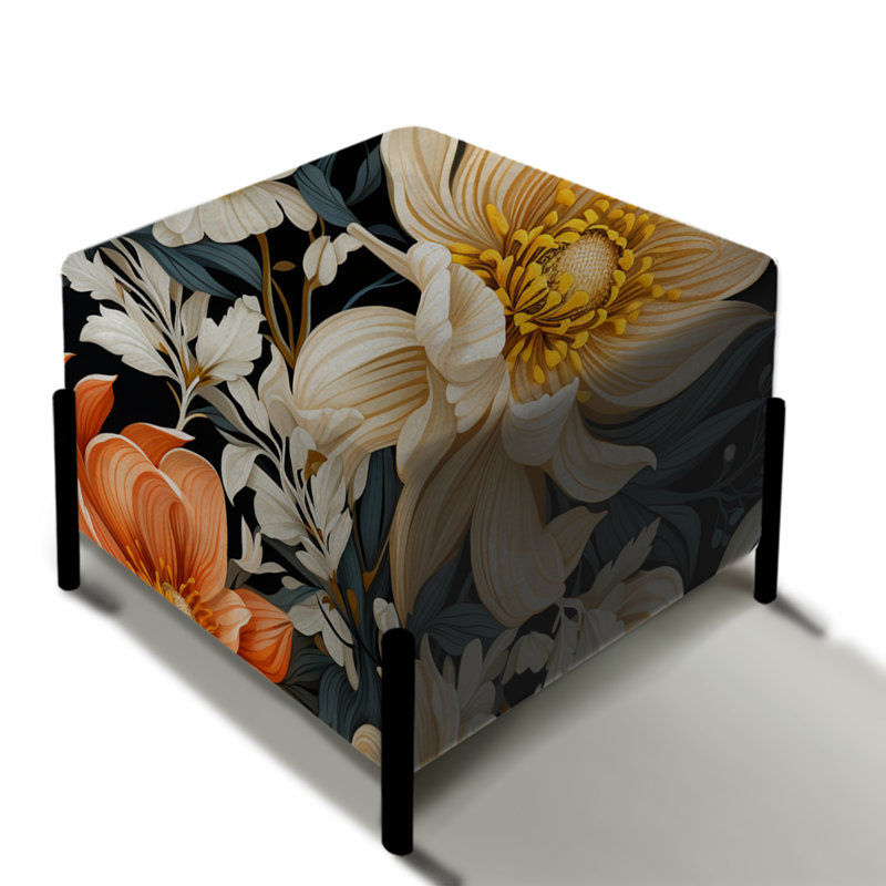 Motif floral gris beige, beige et orange campagnard