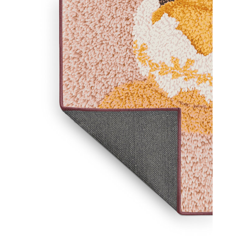 Soft Plush Etzel Easter Modern & Contemporary Abstract Area Rug in Beige – Rose Binding, 2x5