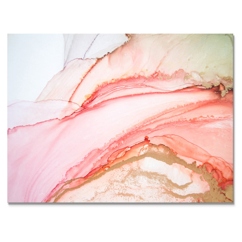 Reproduction d'art sur toile de luxe en or rose marbré de luxe, H 16 po x l 32 po, Toile tendue