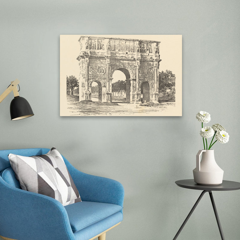 L'arche de Constantin - Arch Architechture, dessin d'art éphémère, H 16 po x l 24 po