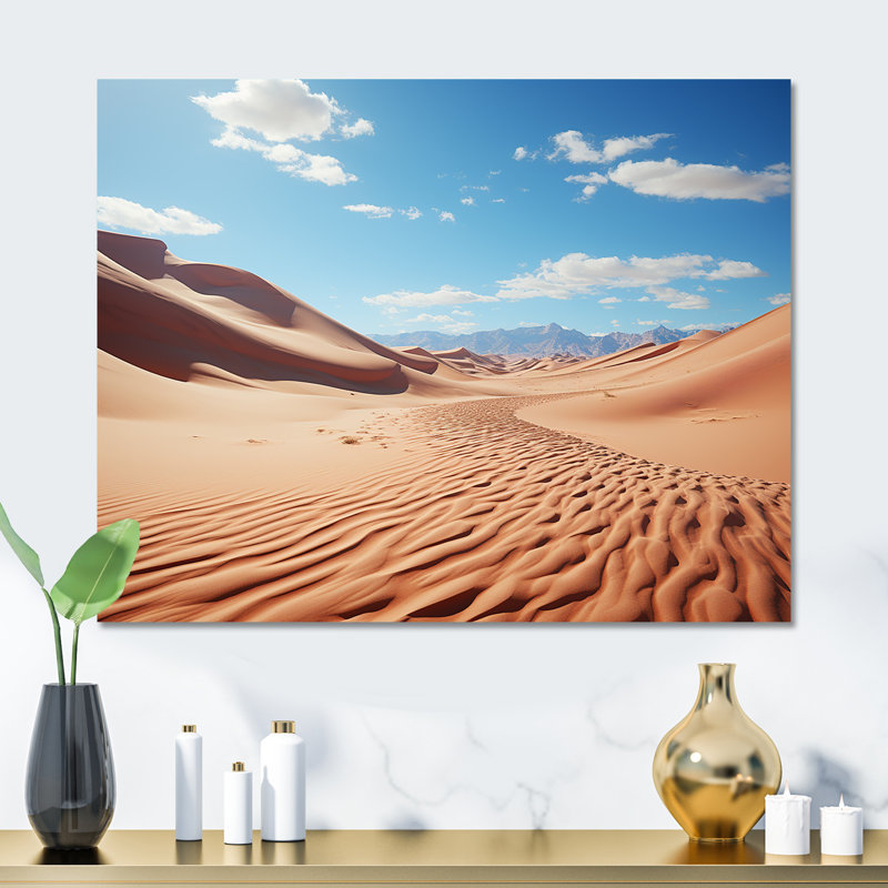 Dunes désertiques, horizon panoramique VI - désert, art mural en métal, H 24 po x l 32 po x P 1 po
