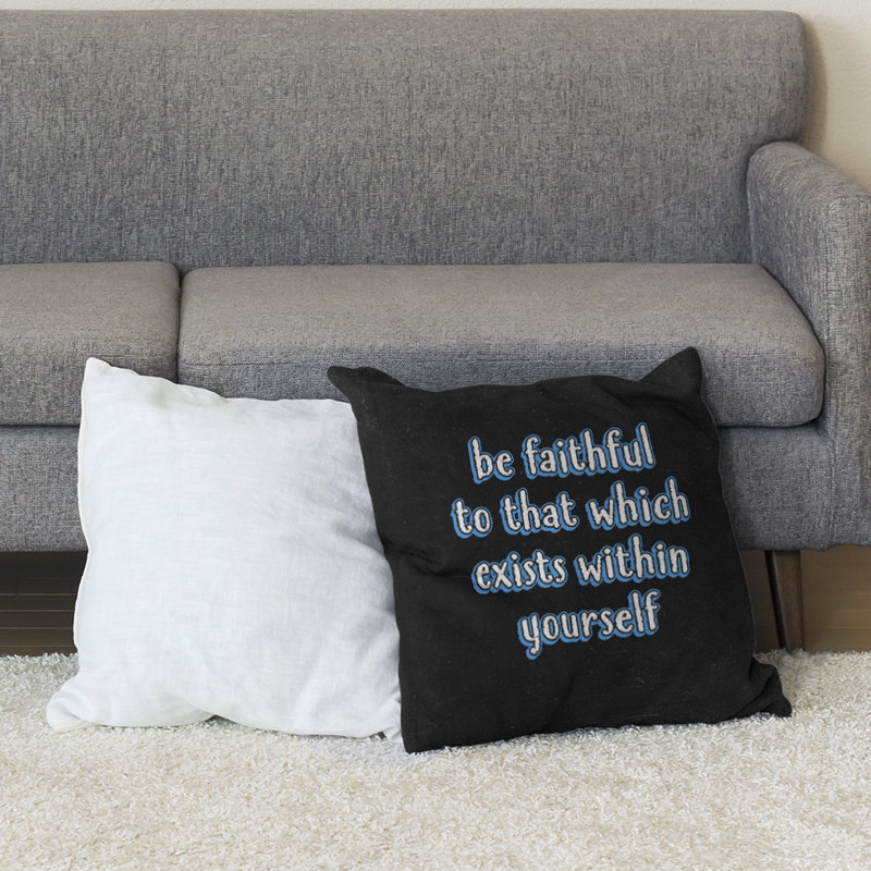 Coussin de sol be loyal to yourself, H 28 po x l 28 po, Bleu