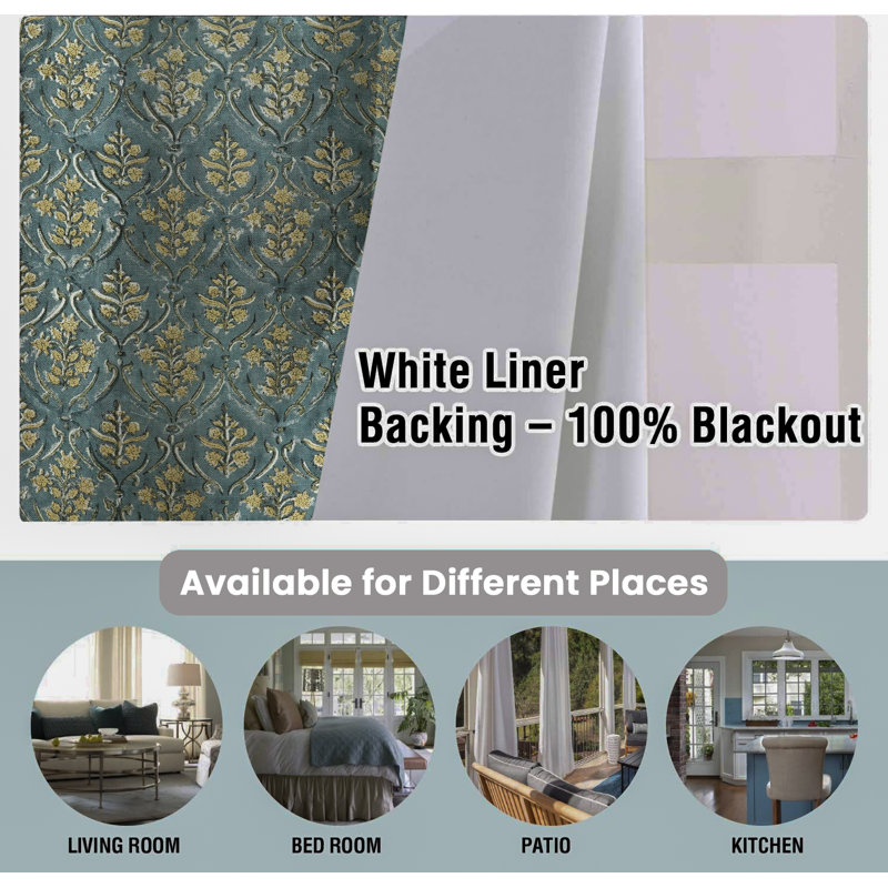 Fabdivine Eyelet Curtains 54x63 Inch Modern Block Print Window Drapes- Vishal Pushp, 54" W x 108" L