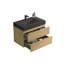Meuble-lavabo mural en chêne naturel de 30 po avec lavabo, grand meuble-lavabo flottant mural pour salle de bain moderne, lavabo une pièce noir SANS drain, pré-assemblé