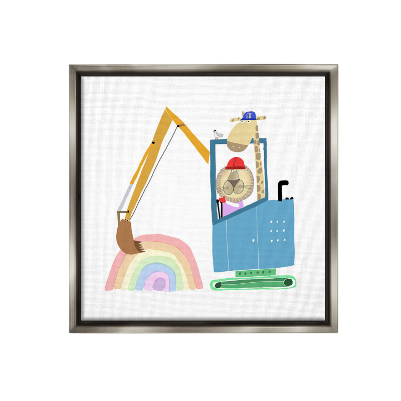"Animaux creusant arc-en-ciel" par Carla Daly sur toile, Cadre flottant gris lustré, H 25 po x l 25 po