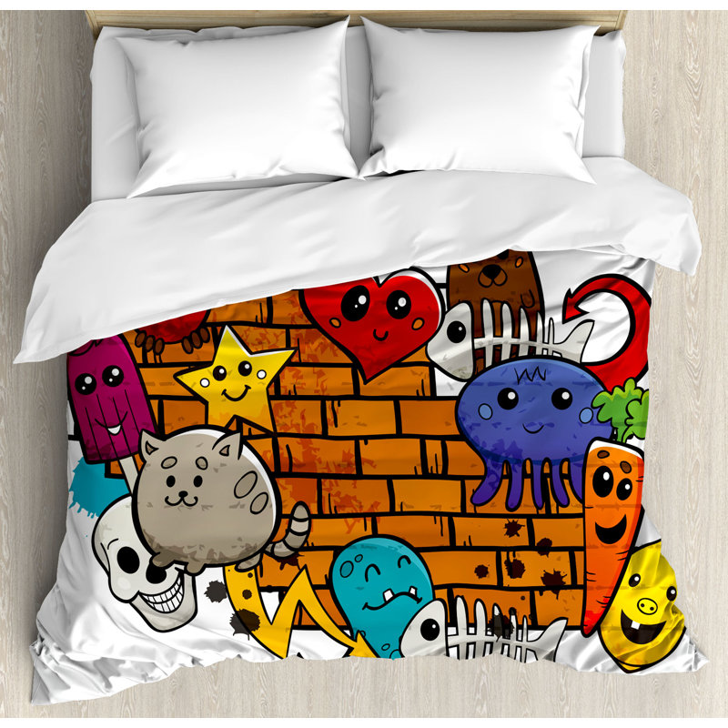 Ensemble de housse de couette Graffiti, Housse de couette pour très grand lit et 2 très 