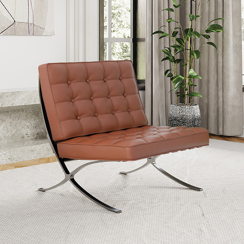 Fauteuil d'appoint inclinable en cuir brun, Brun