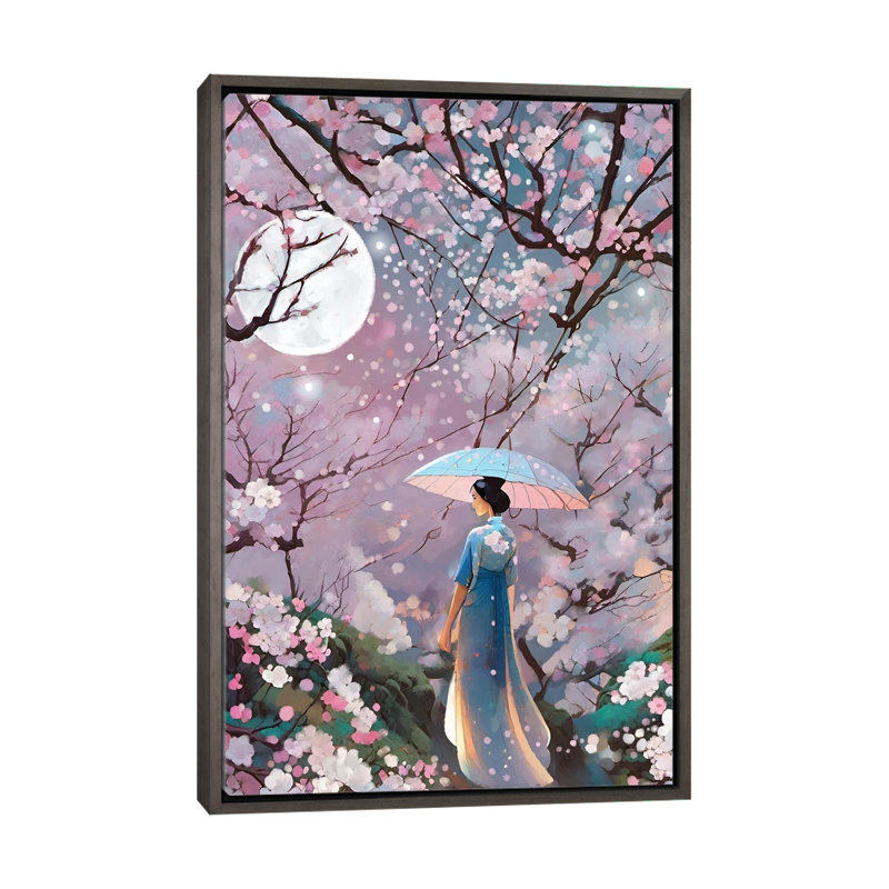 Sakura - Framed Wall Art Print, Gray, Framed Print without Mat, 26" H x 18" W