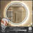 Round Framed Dimmable LED Anti-Fog With 3 Color Adjustment Bathroom Mirror Front&Backlit Vanity Mirror with Tempered Glass-105502961-105502959