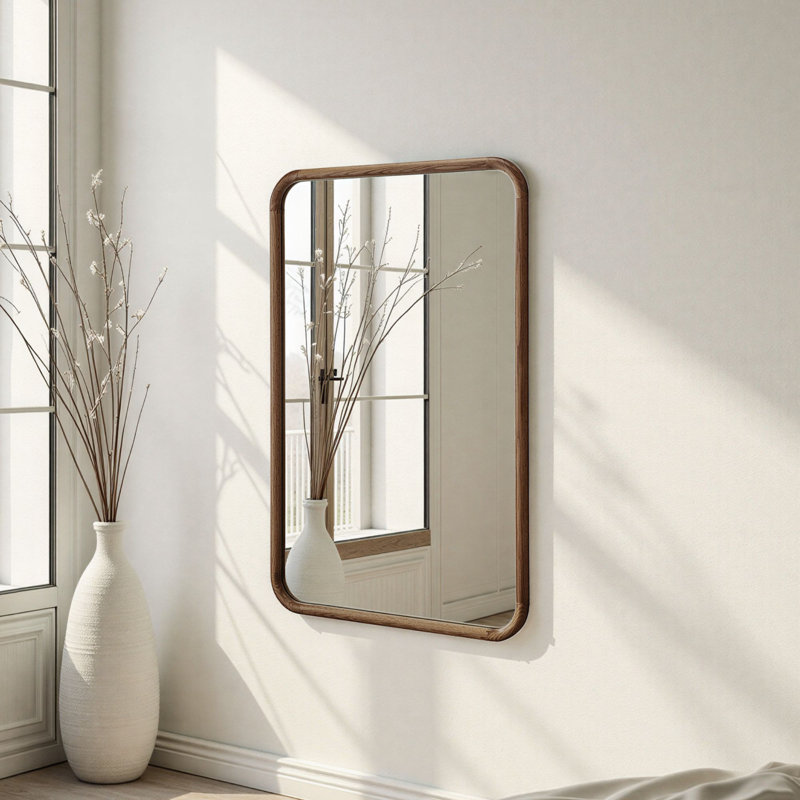 Solid Wood Oval Mirror, 90x60cm