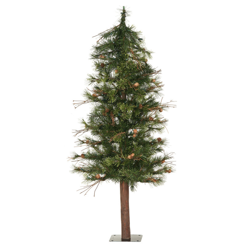 6' Green Pine Artificial Christmas Tree with Pine Cones and Metal Stand