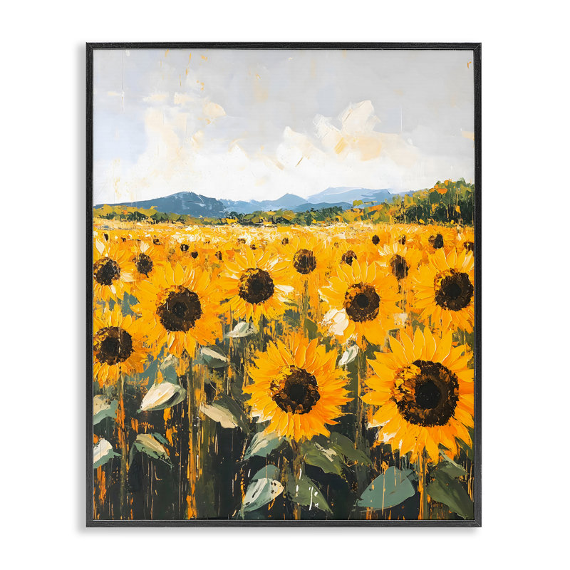 «Endless Sunflowers Meadow», estampe numérique, design par Creative Studio, H 14 po x l 11 po, Giclée encadrée noir minuit