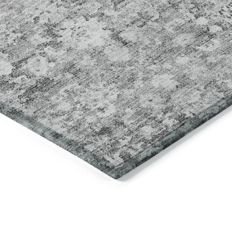 Tapis oriental lavable intérieur gris et étain 8 pi x 10 pi