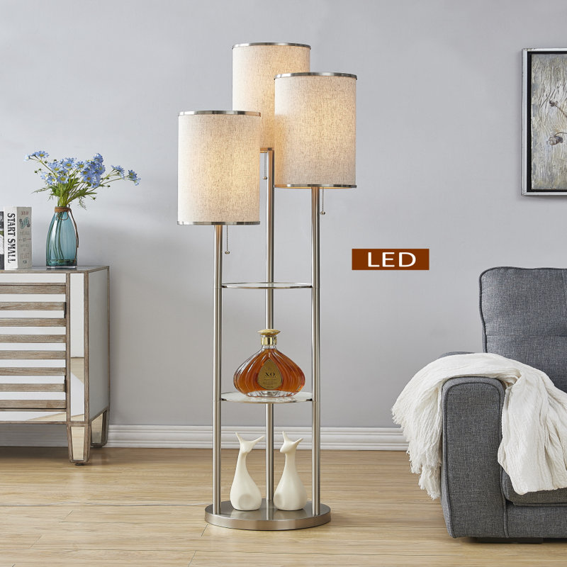 Eleanor 66'' Satin Nickel Column Floor Lamp