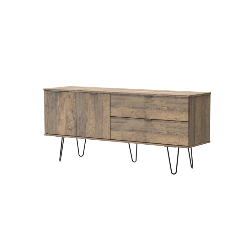 Fully Assembled Menifee 79 Cm Wide 2 Drawer Sideboard, Vintage Oak