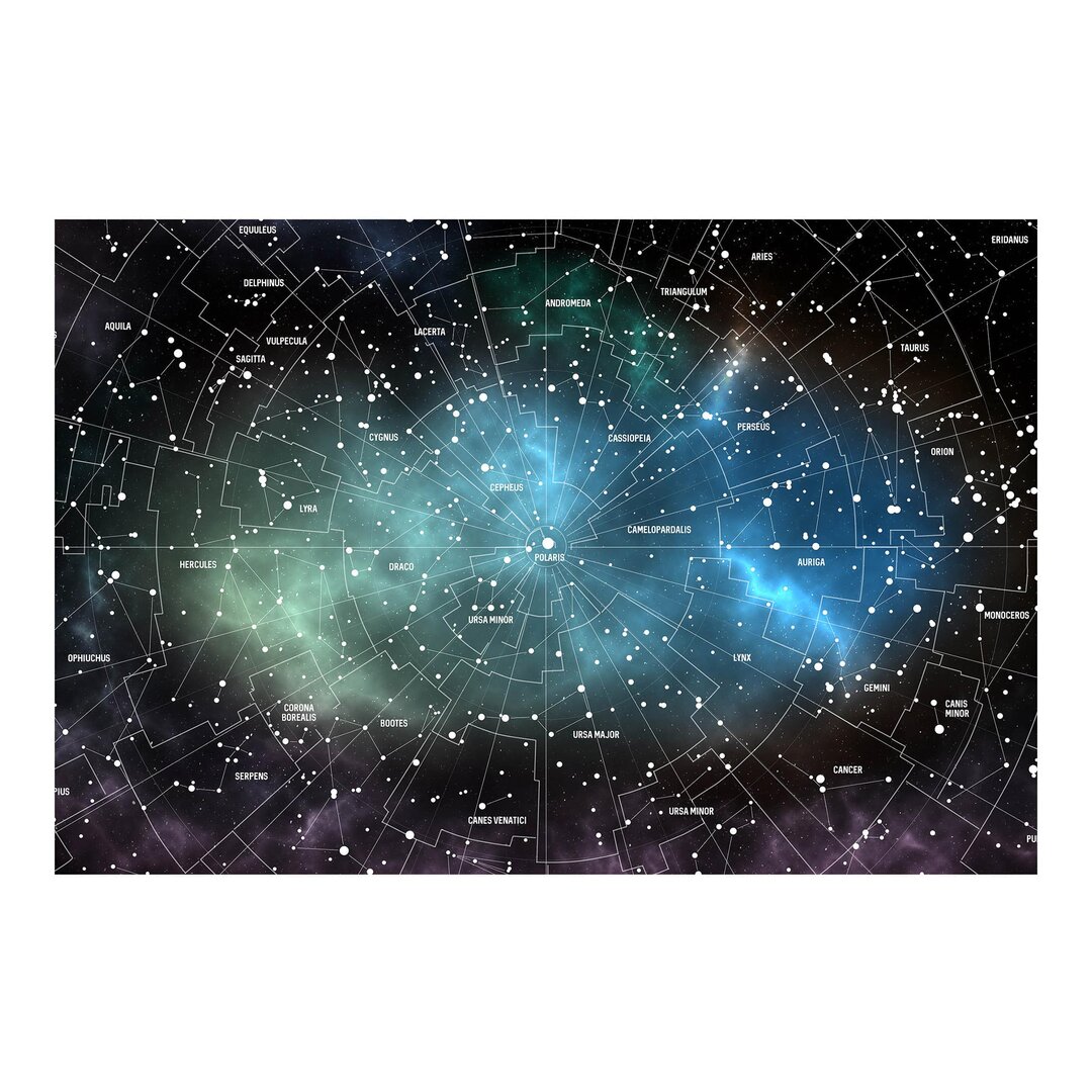 Strukturierte Tapete Constellation Map with Galaxy Nebula Optics