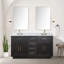 Meuble-lavabo double en chêne noir 60 po X P 22 po D, avec plateau en marbre de Carrare-117970826