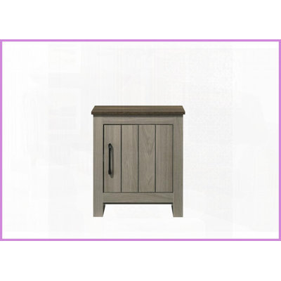 Gray Oak Coffee Table with 1 Cabinet Door - Space-Saving Storage &amp; Walnut Contrast Top for Living Room