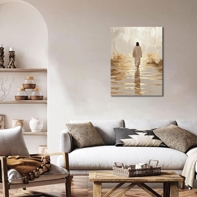 Jésus, marchant sur l'eau, toile, art mural, dieu maritime