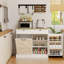 Poubelle de cuisine avec 2 tiroirs, 1 armoire inclinable et tablettes - blanc pour rangement de boîtes de rangement 3