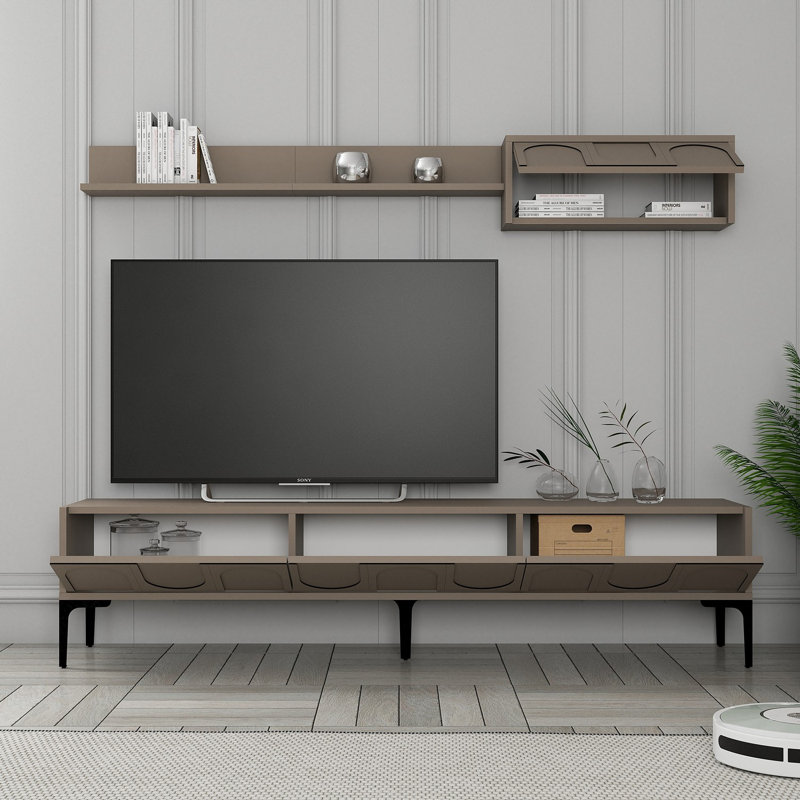 Keikei Unfinished TV Stand, Brown/Black